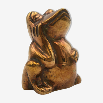 Vintage brass frog figure - 1970s