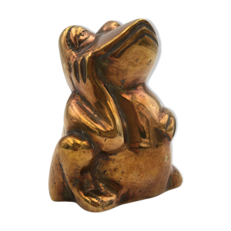 Vintage brass frog figure - 1970s