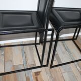 Lot de 4 chaises vintage cuir piqure sellier