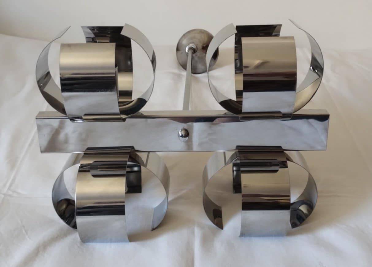 Space Age 4-light chandelier in chrome metal, 1970s