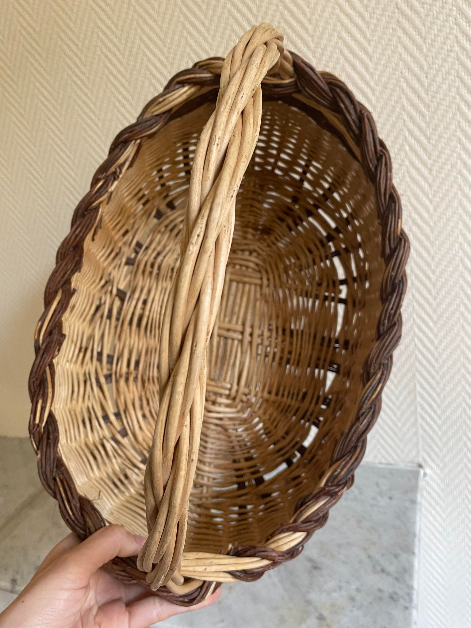 Panier osier bicolore