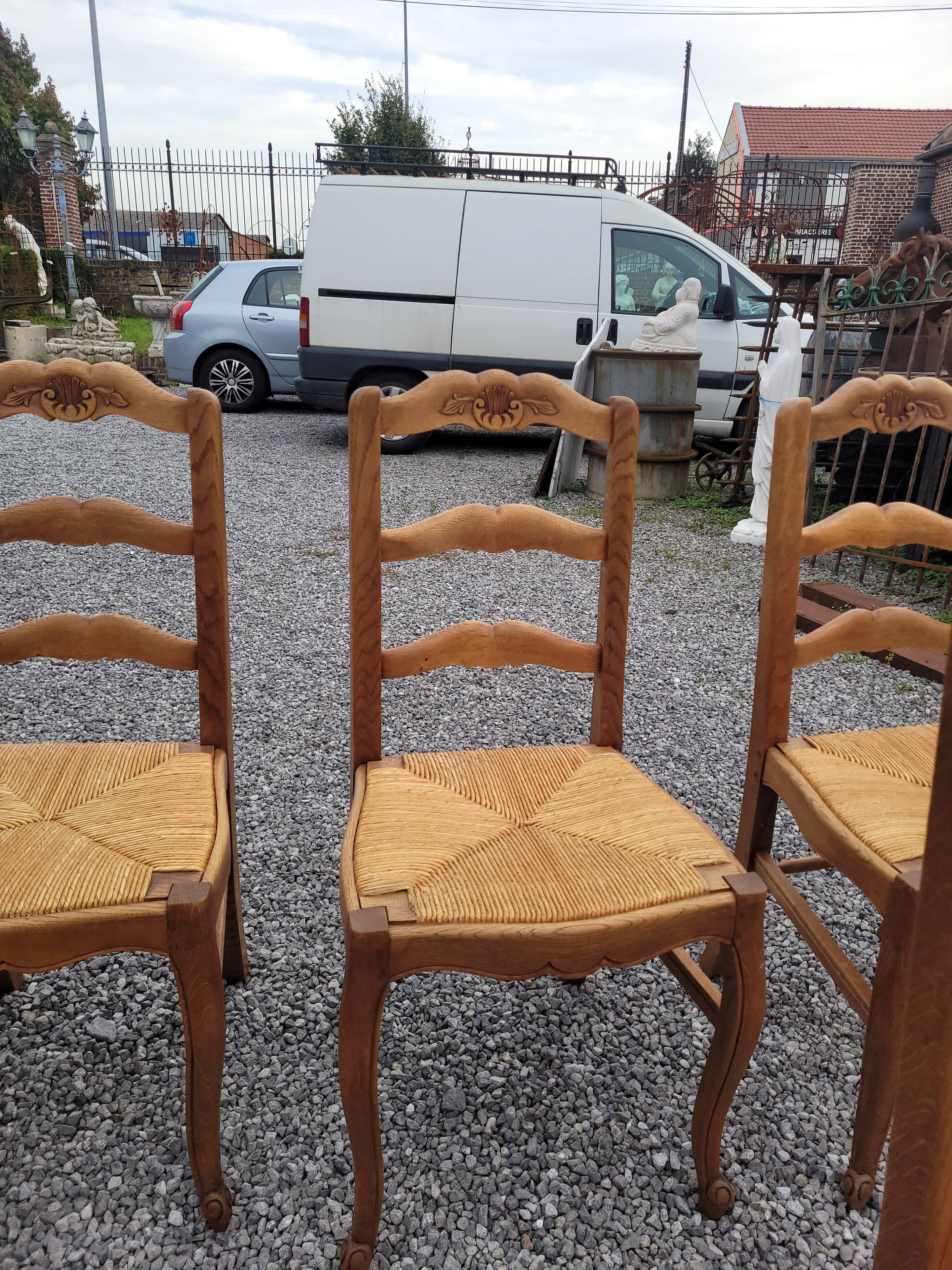 6 Louis XV style oak chairs