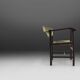 Art Deco Armchair in Black Lacquered Wood and Green Velvet, Belgium 1930s