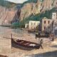 Village in the cliffs, oil on canvas signed E. Bello