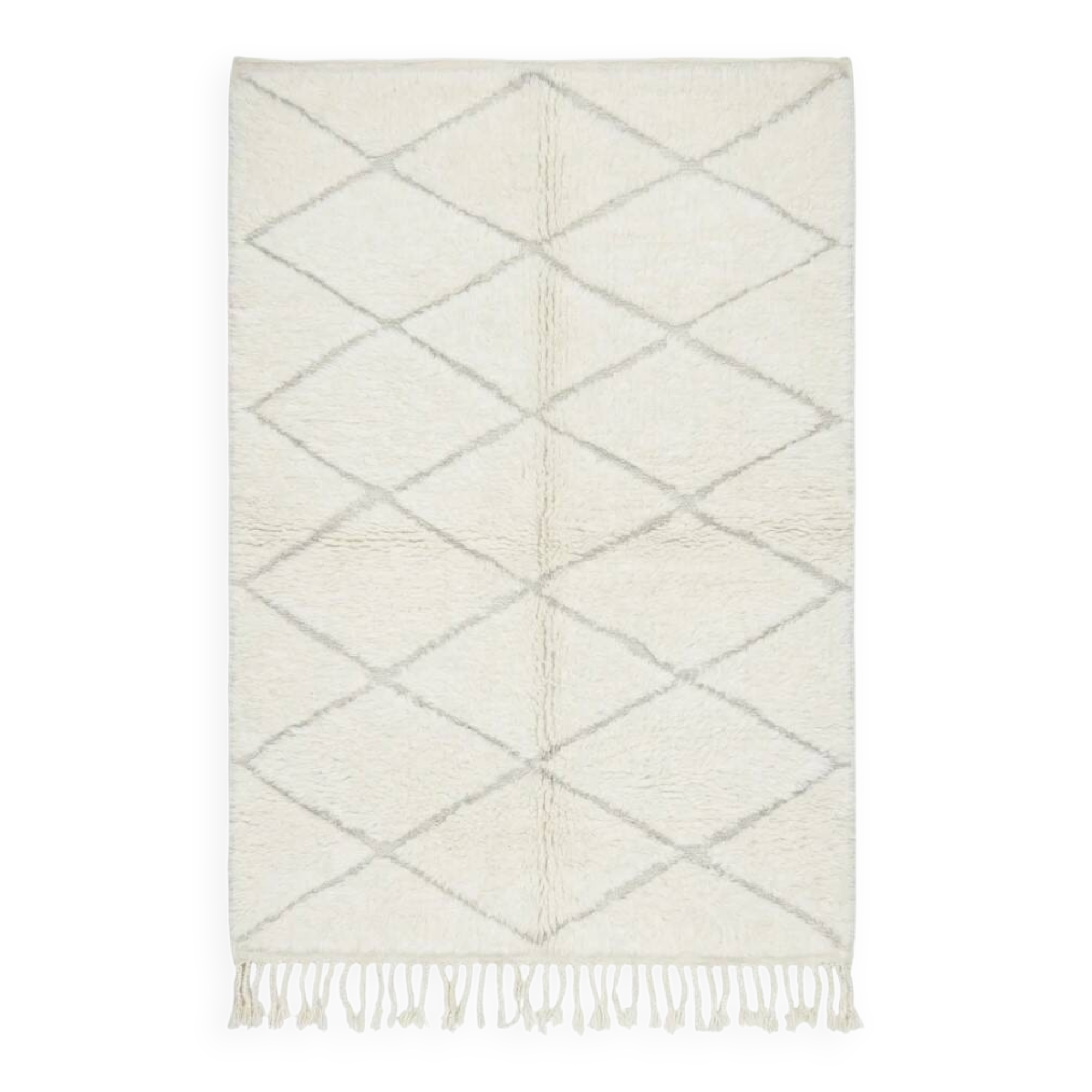 White Berber rug with diamond pattern