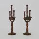 Pair of ethnic Indian candlesticks in vintage metal from the 60s