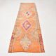 Pink & Orange Oriental Pattern Turkish Runner Rug, 90x306Cm