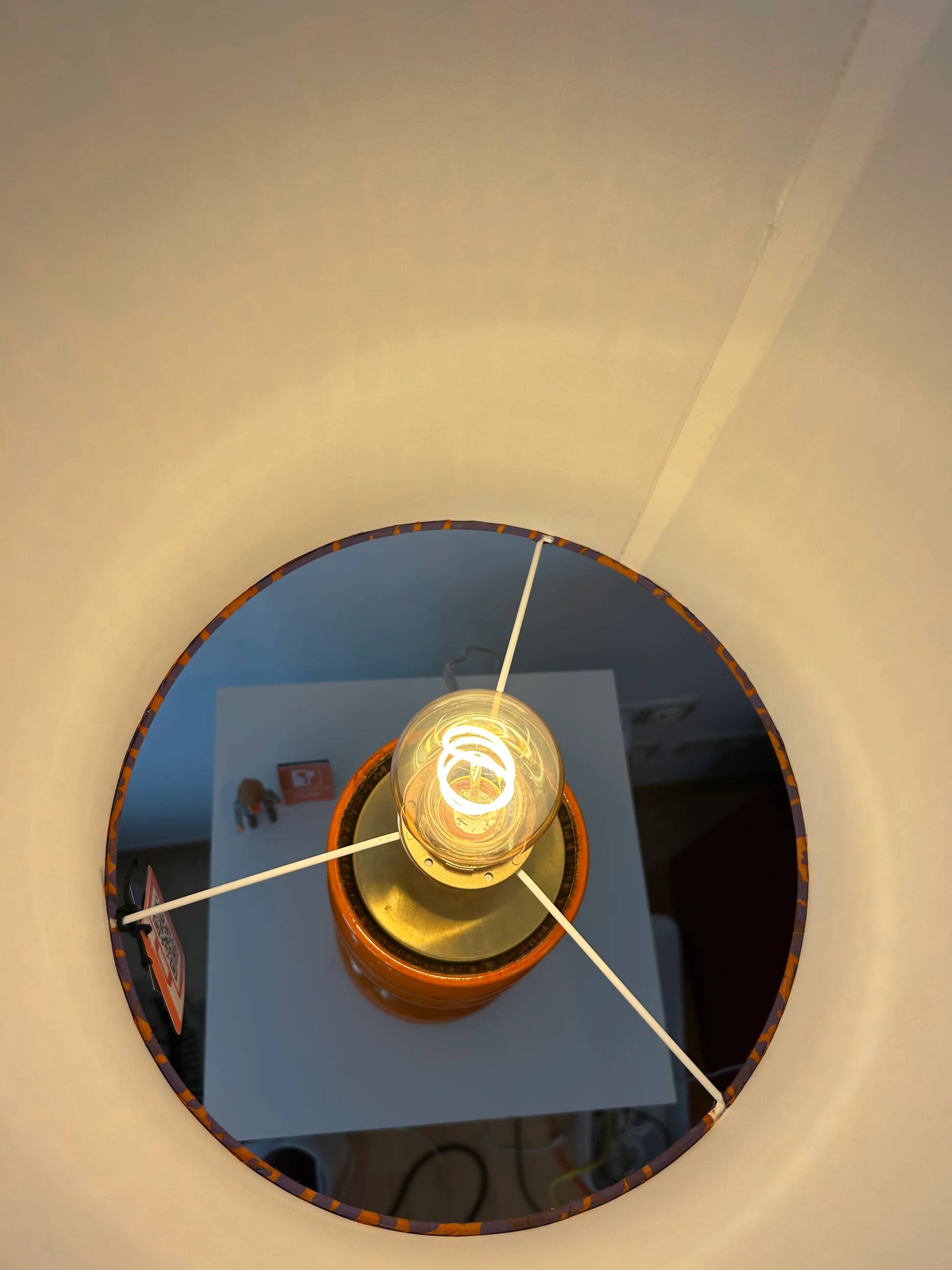 AK-Keramik: Lampe de table orange à partir d'un vase en céramique Mid Century