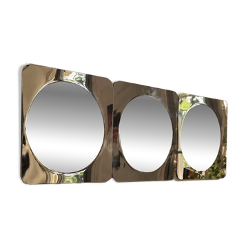 Lot de 3 miroirs convexes carrés chromés – design Space Age