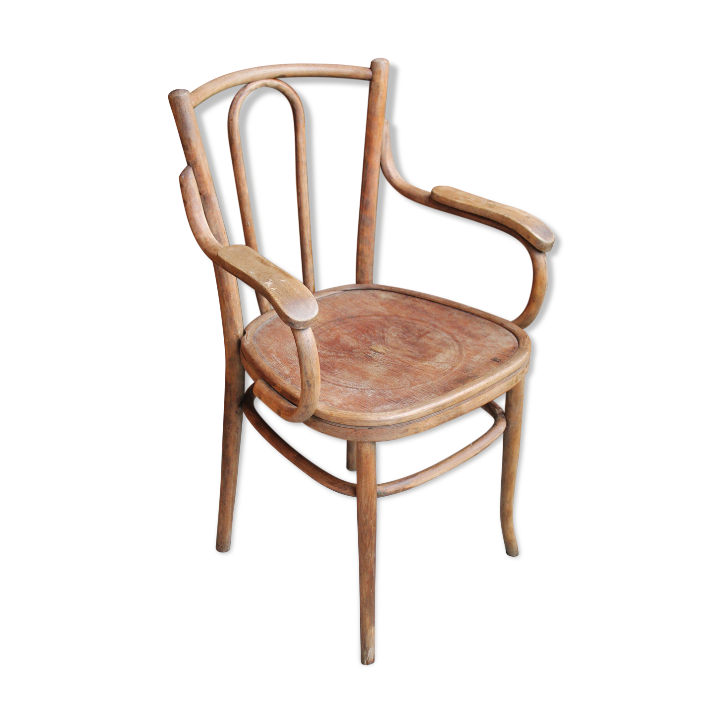Curved wooden armchair