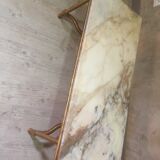 Marble and golden patina iron coffee table