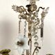 Pair of candlesticks with tassels and flowers in white porcelain