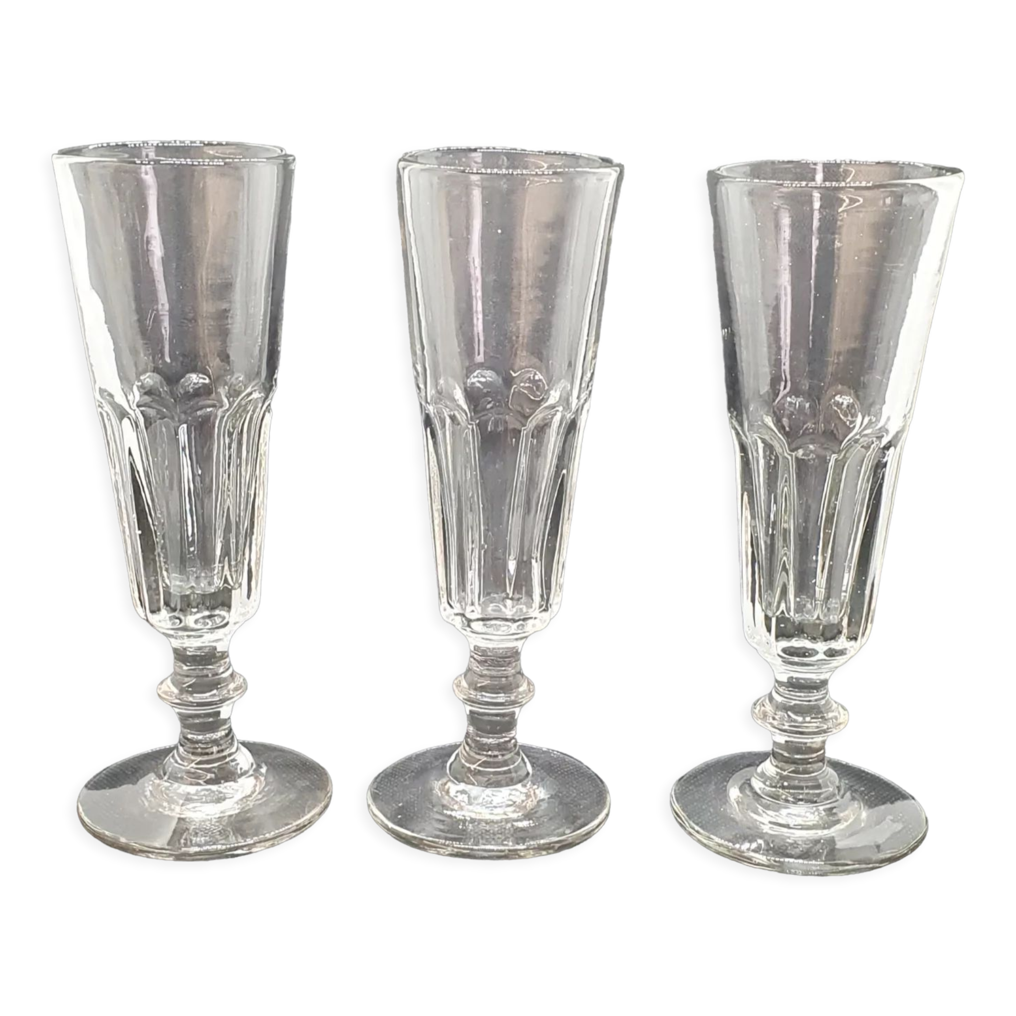 3 crystal champagne flutes