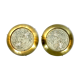 Stilux Milano, Mid-Century gild and glass ceiling lamps or sconces. Set of two