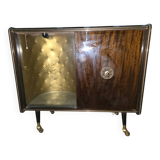 1950s/60s bar cabinet, upholstered interior & lighting