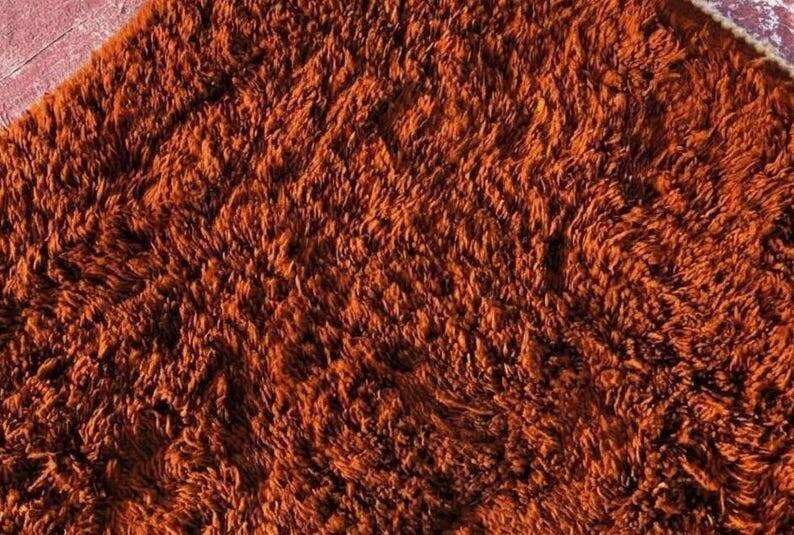 Moroccan Berber rug orange terracotta 300x200 cm – plain handmade rug