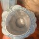2 Antique blue opaline Art Nouveau vases with thistle motifs