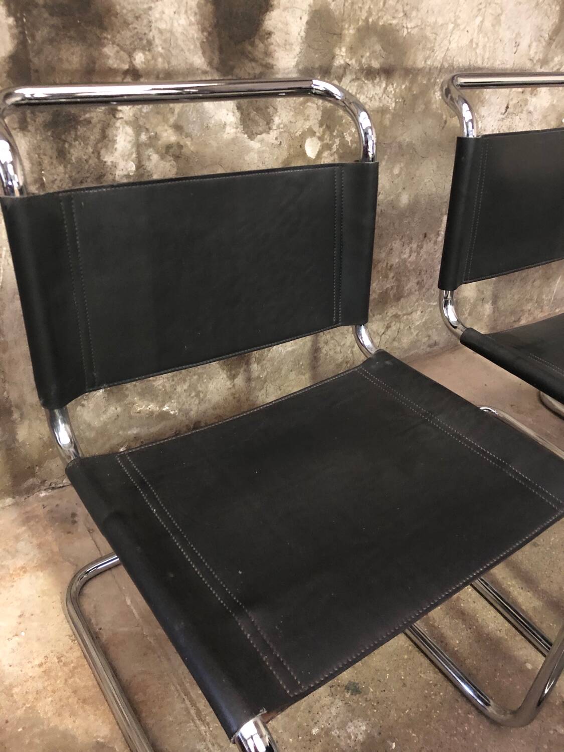 Ensemble de 7 Chaises S33 Mart Stam Circa 1980
