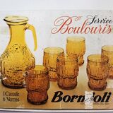 Service amber glasses and Bormioli decanter