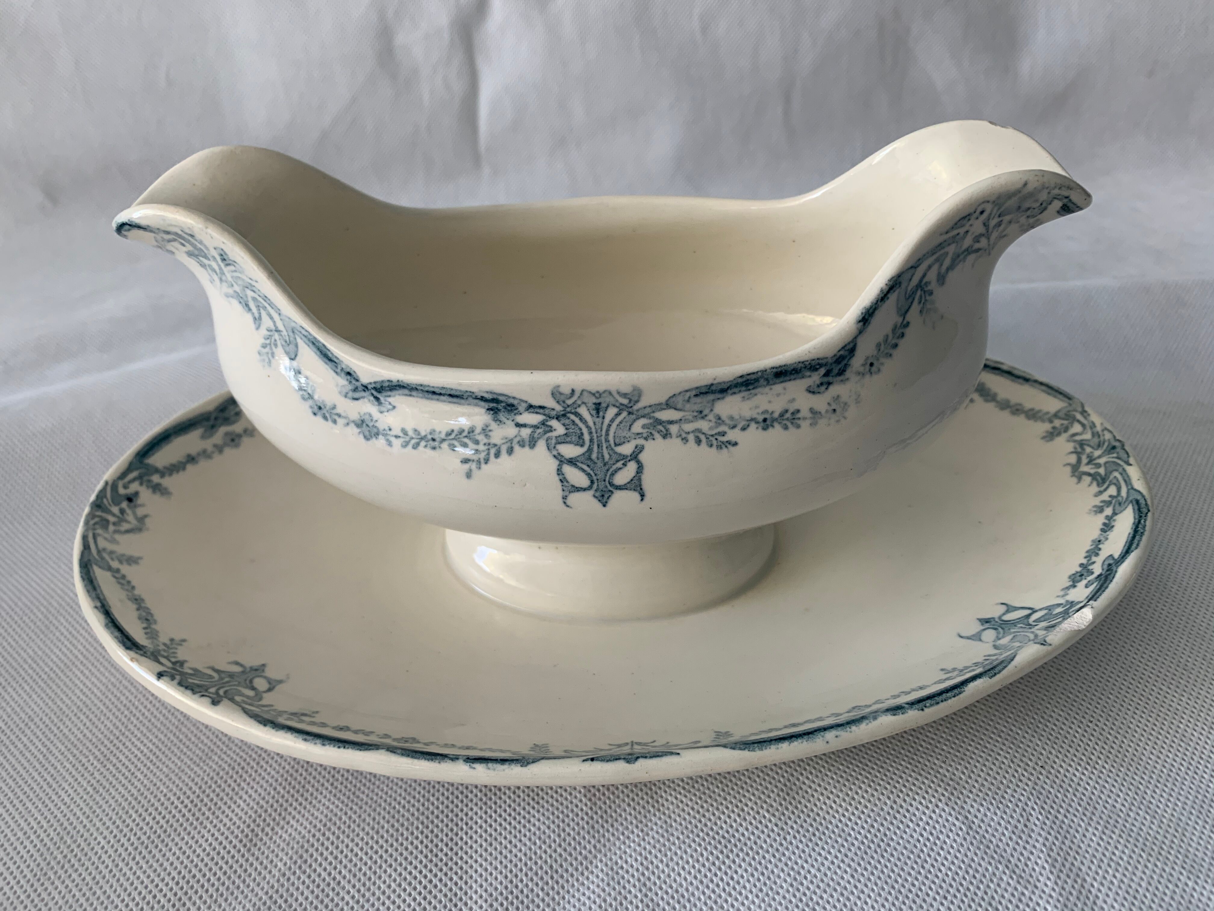 Service 20 plates and 3 dishes blue earthenware Vaucluse U-C Sarreguemines Digoin