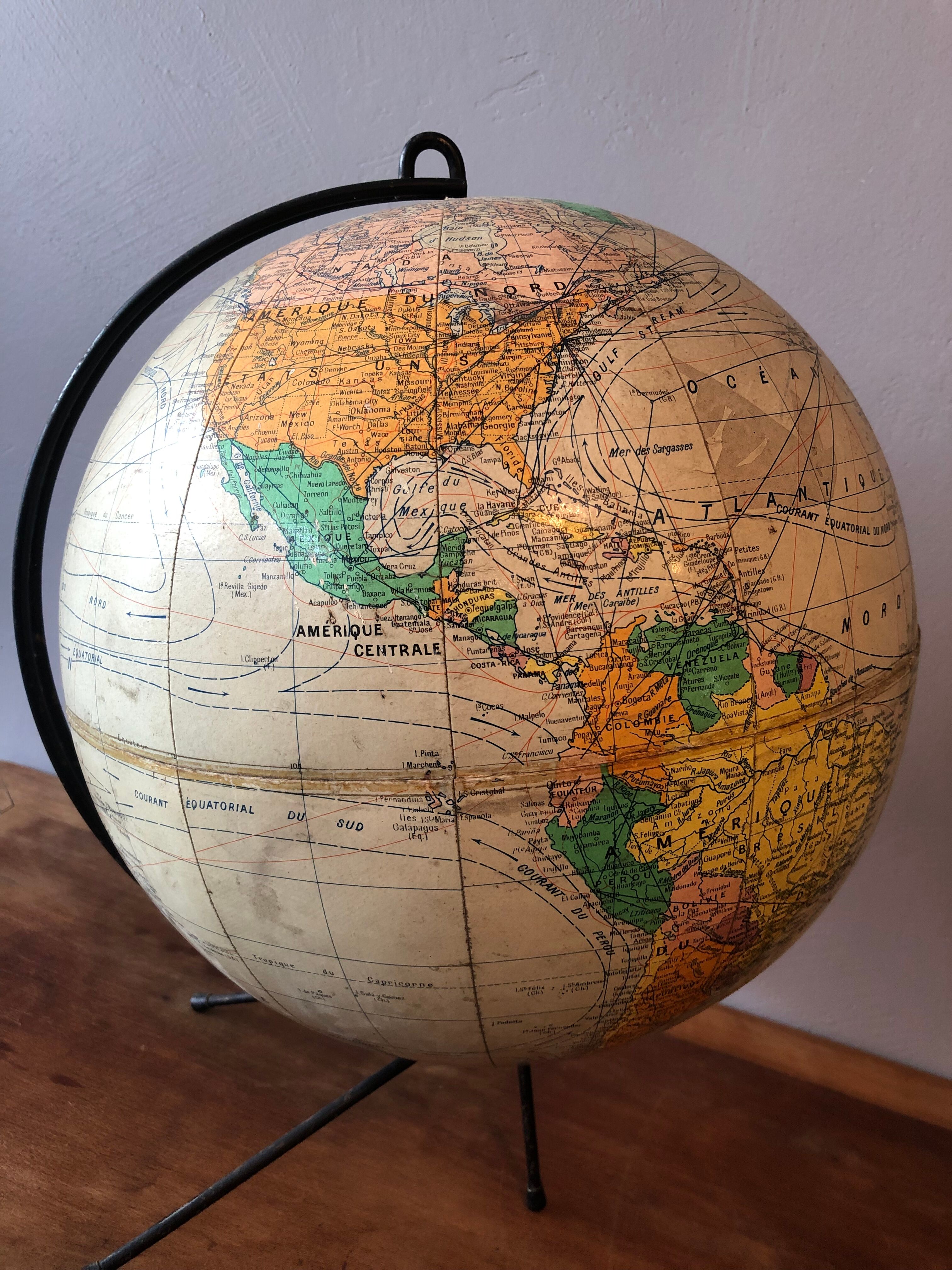 Globe, vintage world map