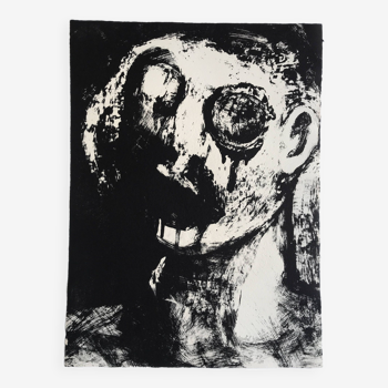 Michel warren , sans titre, 1974. lithographie originale en noir signée au crayon