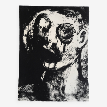 Michel warren, untitled, 1974. original lithograph in black signed in pencil
