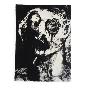 Michel warren , sans titre, 1974. lithographie originale en noir signée au crayon