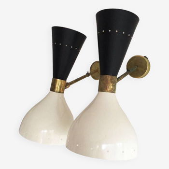 Pair of Italian designer wall lights from the 1950s