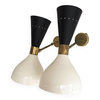 Pair of Italian designer wall lights from the 1950s
