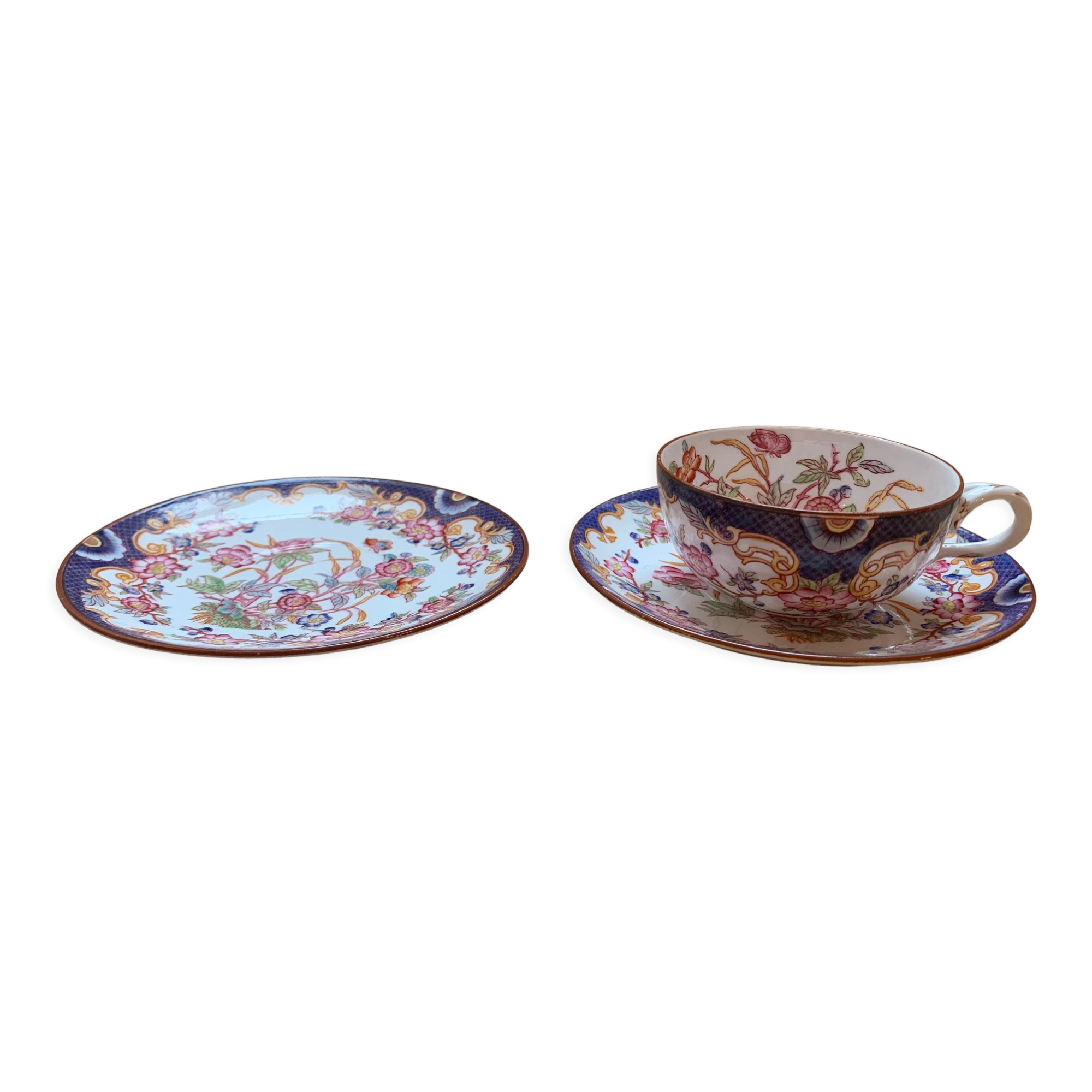 1 cup and two Sarreguemines porcelain saucers
