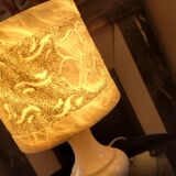 Lamp in veined white marble
