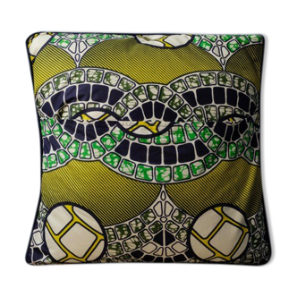 African wax fabric square with 40 X 40 trim and Removable cushion