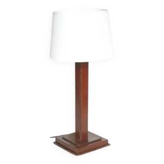 Lampe en cuir piqué sellier 1960 XXe vintage France