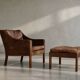 Vintage Mid-Century Danish Modern Lounge Leather Chair & Ottoman Model 2207