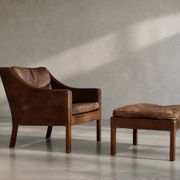 Vintage Mid-Century Danish Modern Lounge Leather Chair & Ottoman Model 2207