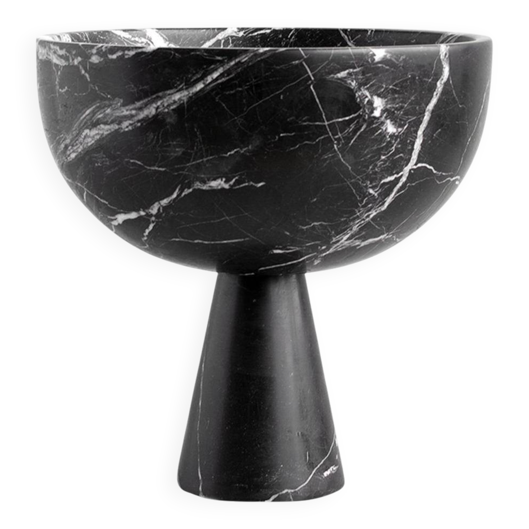 XL black marble pedestal bowl