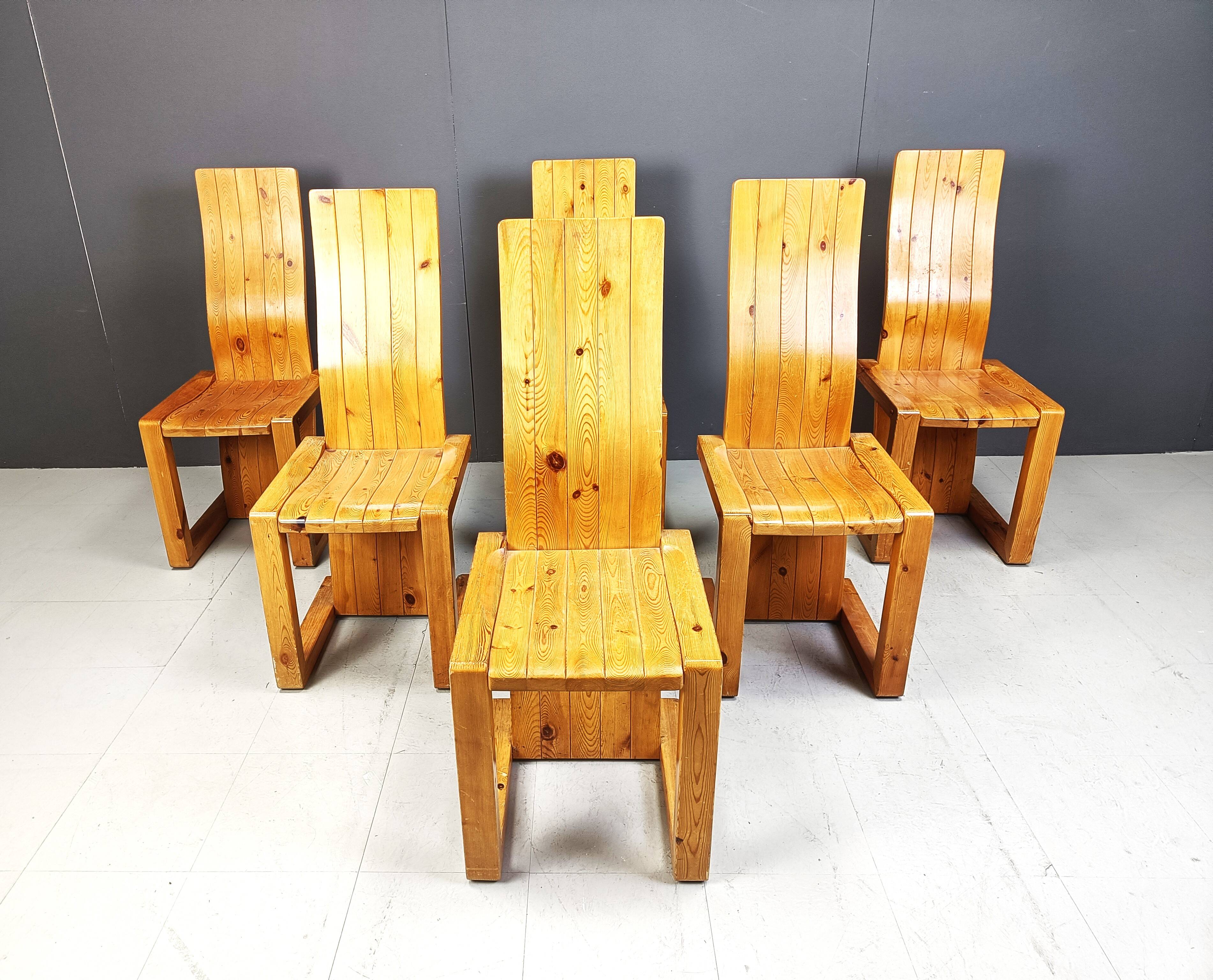Vintage Finnish Pine wood dining chairs, 1970s