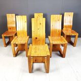 Chaises de salle à manger vintage en bois de pin finlandais, années 1970