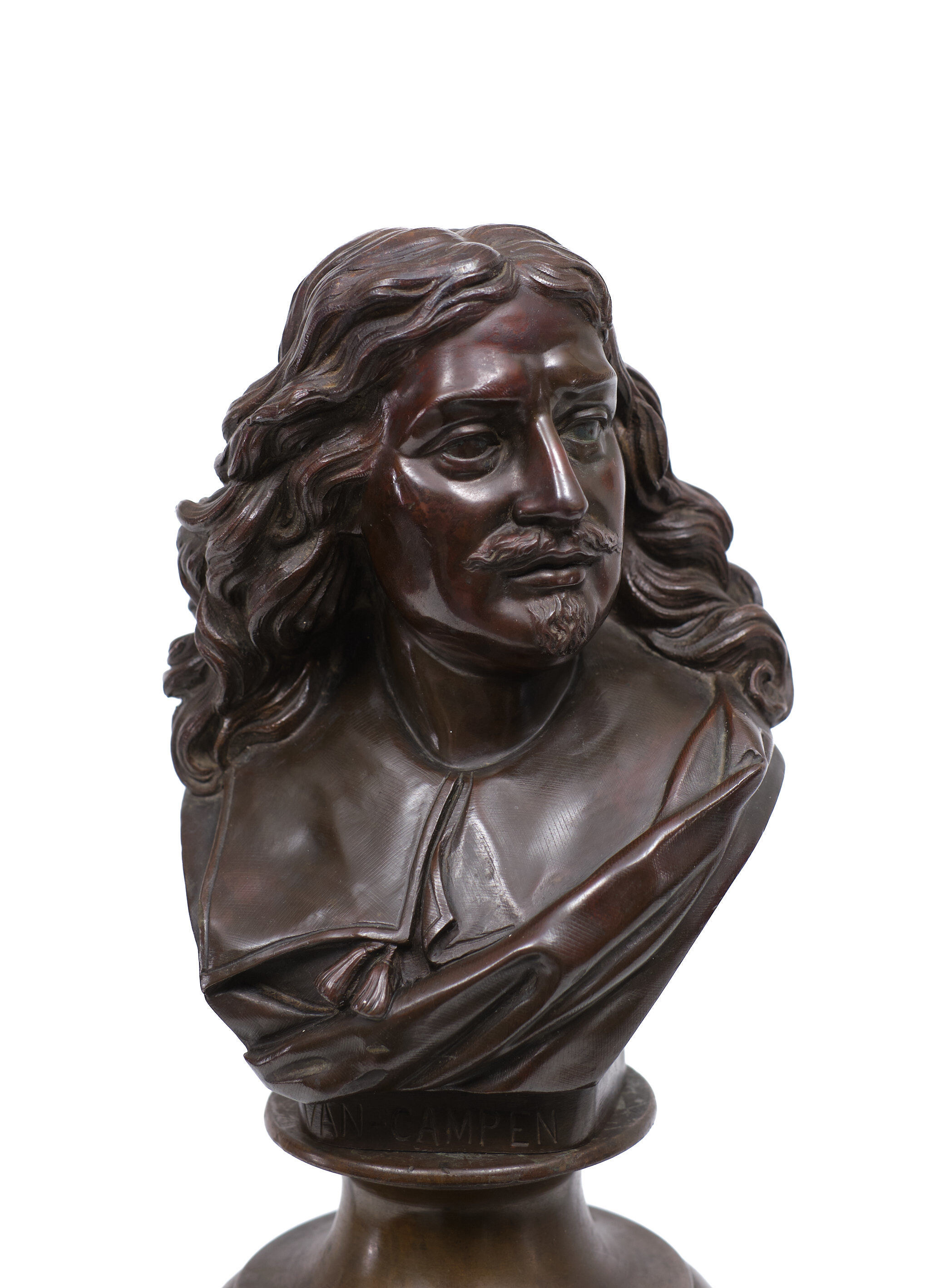 Bronze bust jacob van campen, 1595 - 1675, sculptor jacques elion 1842-1893