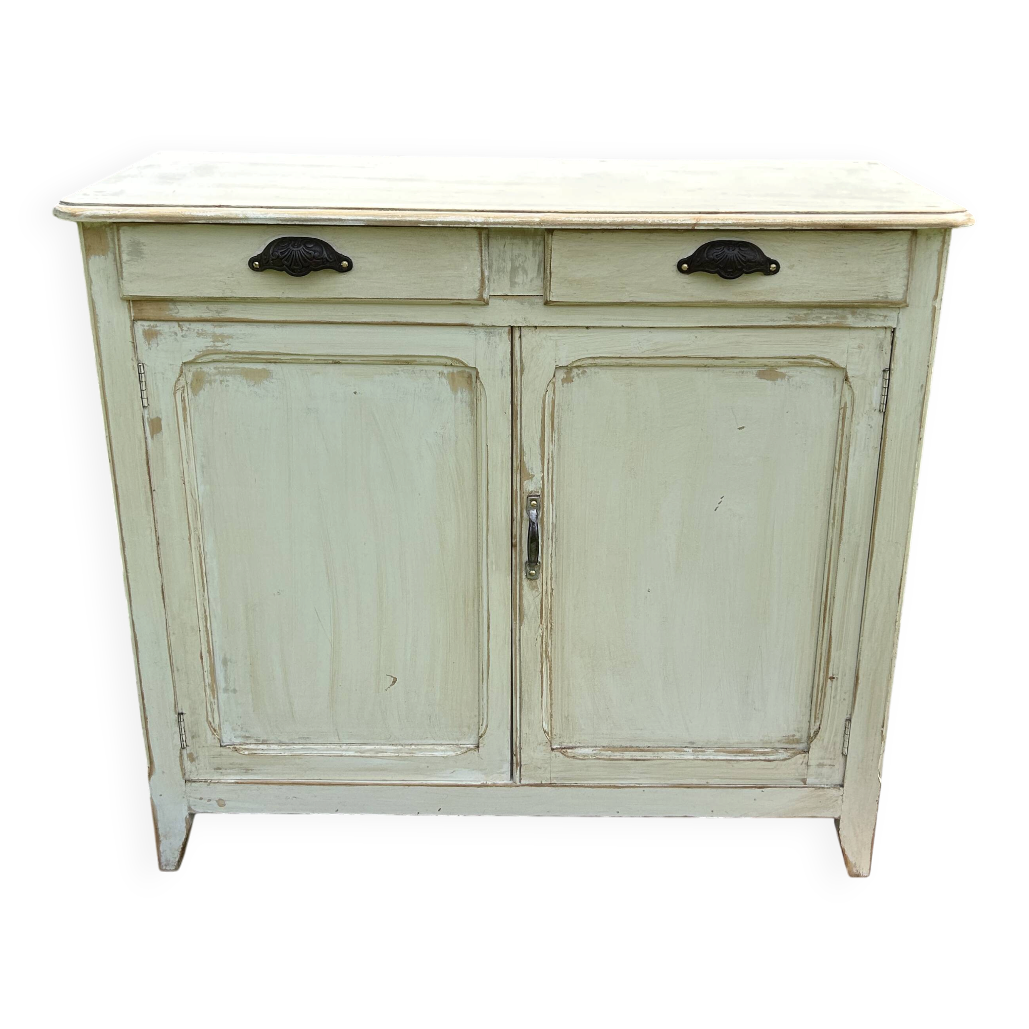 Buffet parisien vintage patine blanche