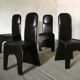 Série de 4 chaises en cuir brun, 1970