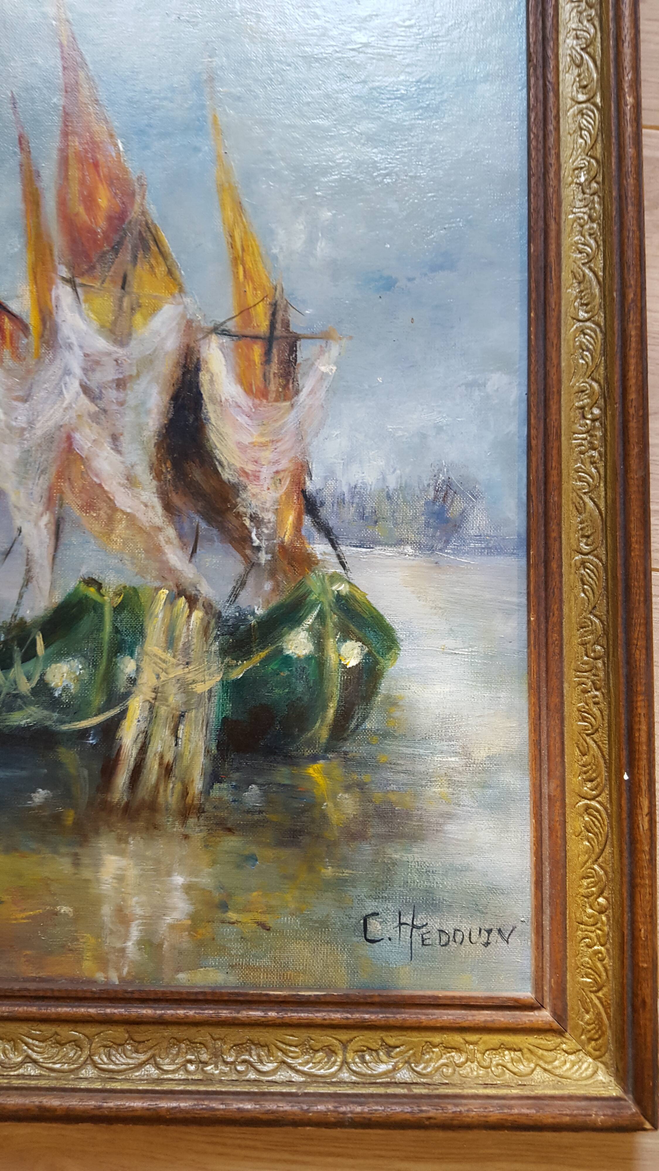 Marine oil on wood