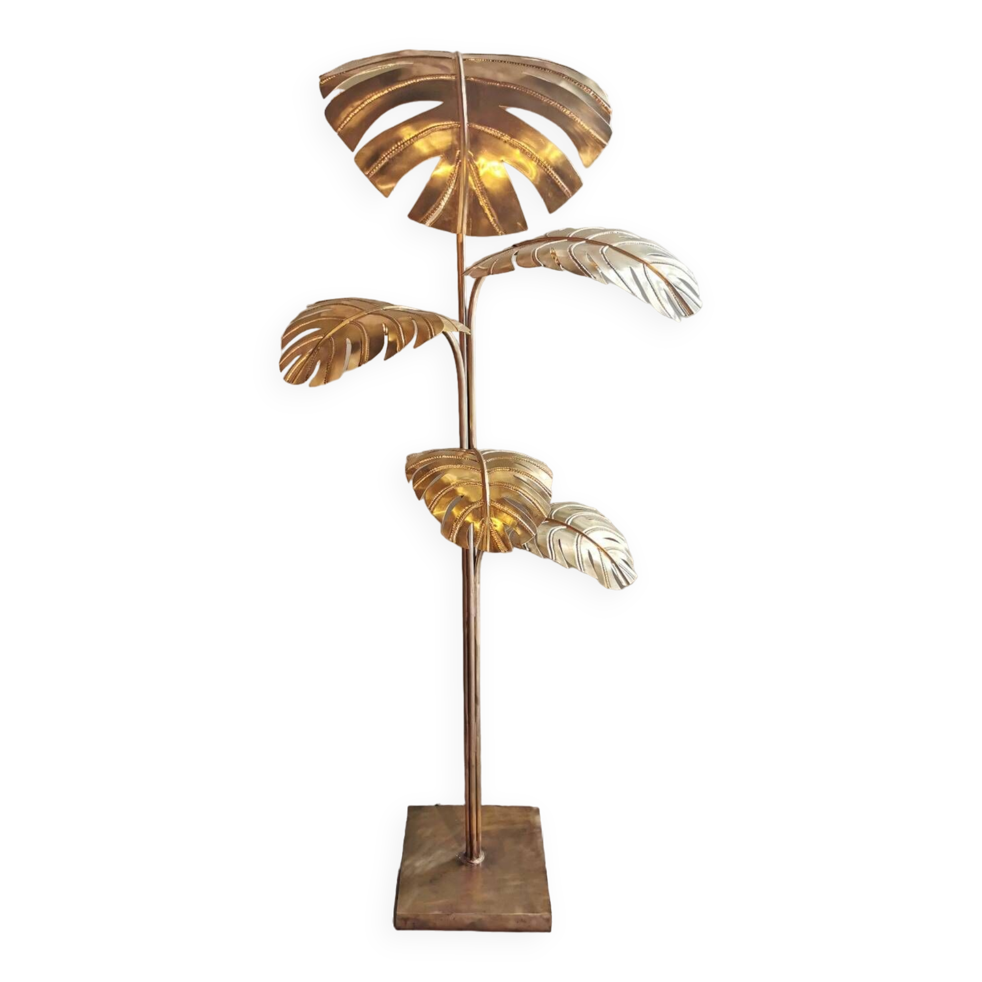 Solid brass plant-shaped floor lamp