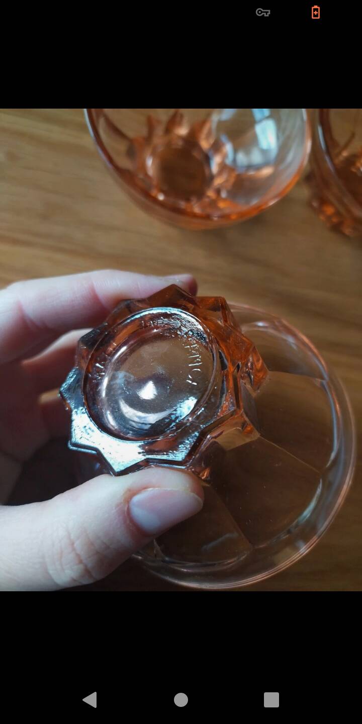 6 vintage pink glass dessert bowls