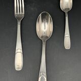 White metal children's cutlery set with little cat