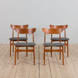 Set of 4 Schønning & Elgaards Danish teak chairs in gray wool upholstery