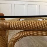 Grand table basse rotin et verre