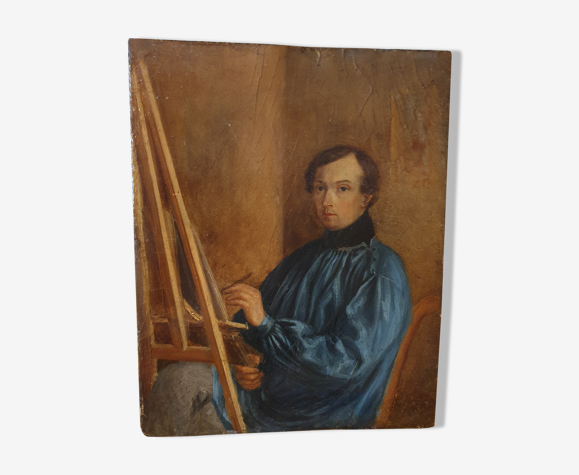 Huile sur panneau "le peintre"