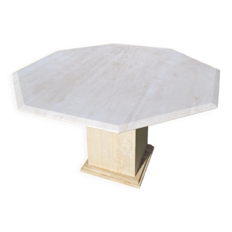 Octagonal travertine table